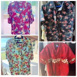 Clearance Men’s Hawaiian Shirt Bundle (4 pcs) Size L–XXL Tropical Prints